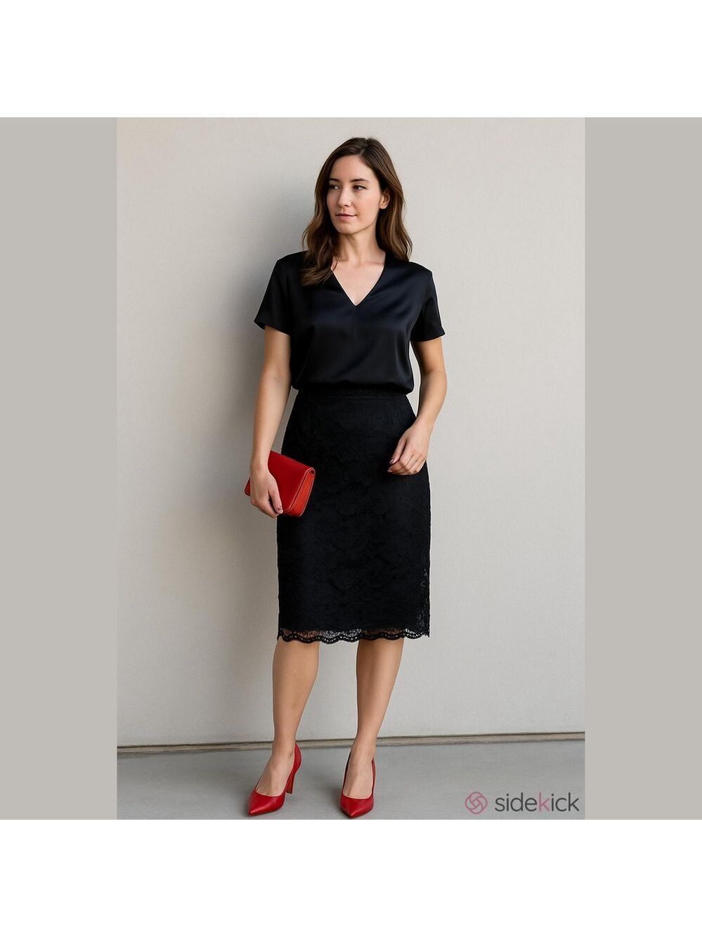 Vintage Black Lace Overlay Balletcore Romantic Pencil Skirt
